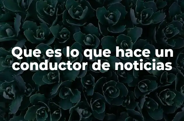 Que es Lo que Hace un Conductor de Noticias