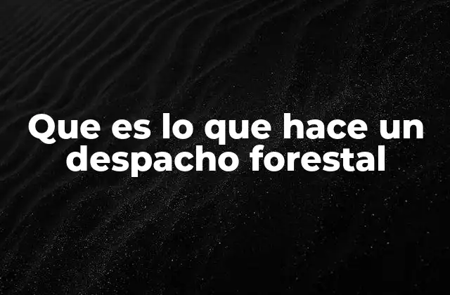 Que es Lo que Hace un Despacho Forestal