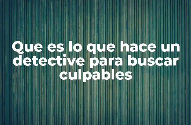 Que es Lo que Hace un Detective para Buscar Culpables