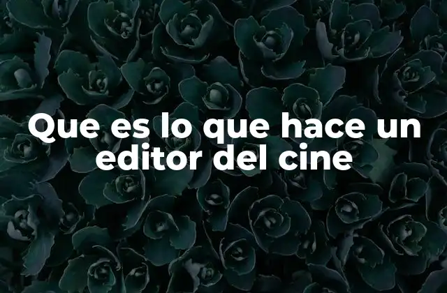 Que es Lo que Hace un Editor Del Cine