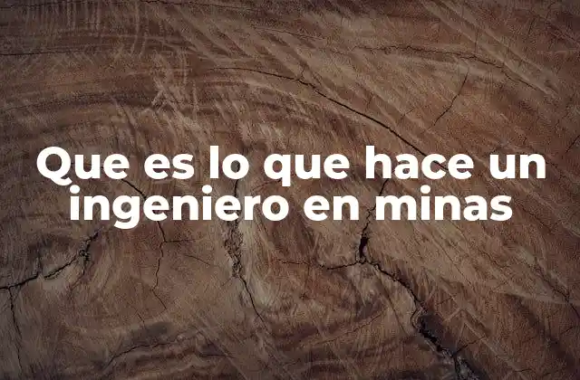 Que es Lo que Hace un Ingeniero en Minas