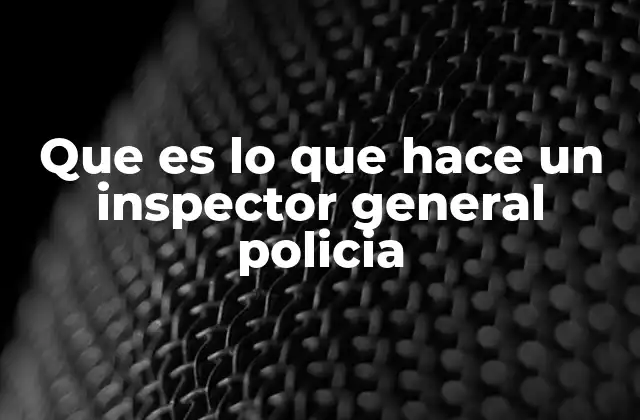 Que es Lo que Hace un Inspector General Policia
