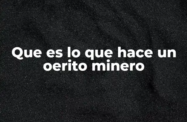 Que es Lo que Hace un Oerito Minero