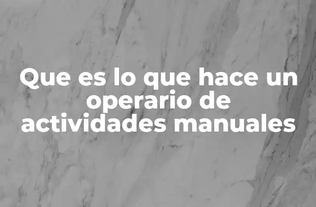 Que es Lo que Hace un Operario de Actividades Manuales