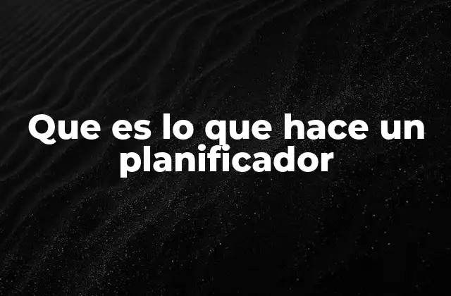 Que es Lo que Hace un Planificador