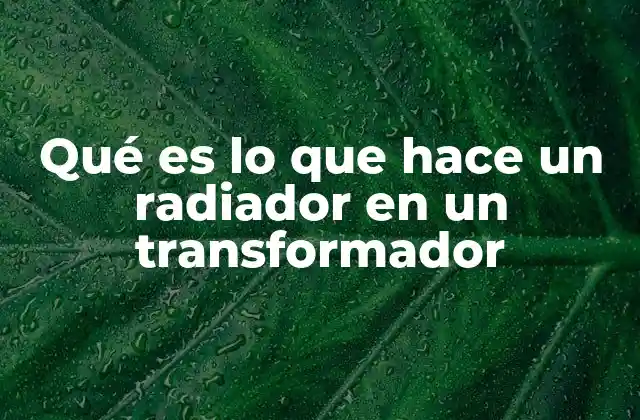 Qué es Lo que Hace un Radiador en un Transformador