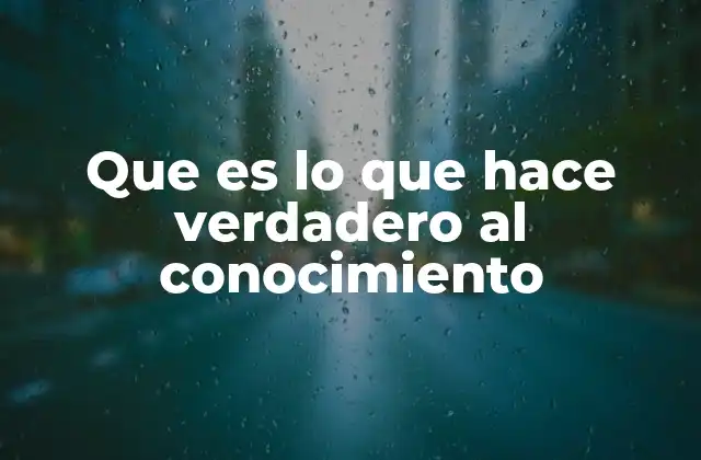 Que es Lo que Hace Verdadero Al Conocimiento