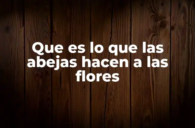 Que es Lo que las Abejas Hacen a las Flores