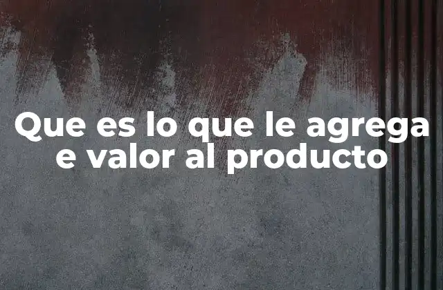 Que es Lo que Le Agrega e Valor Al Producto