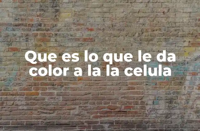Que es Lo que Le Da Color a la la Celula