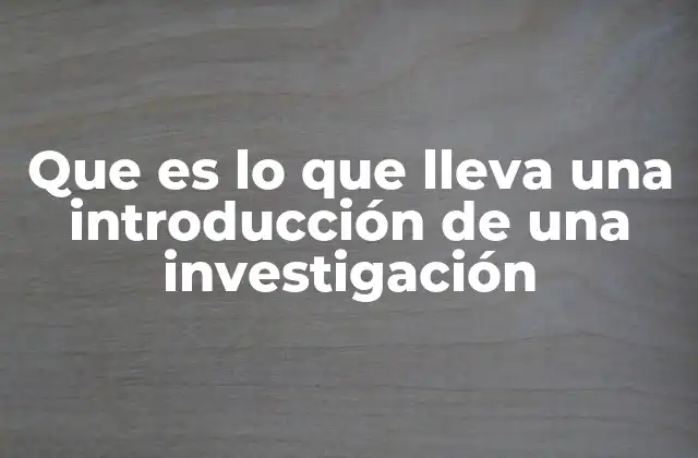 Que es Lo que Lleva una Introducción de una Investigación