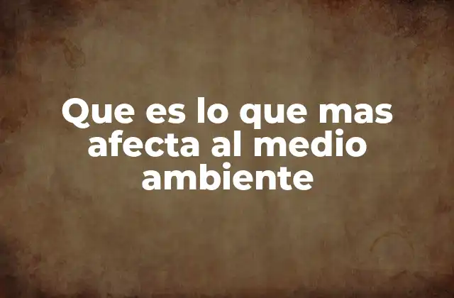 Que es Lo que mas Afecta Al Medio Ambiente