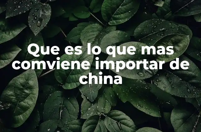 Que es Lo que mas Comviene Importar de China