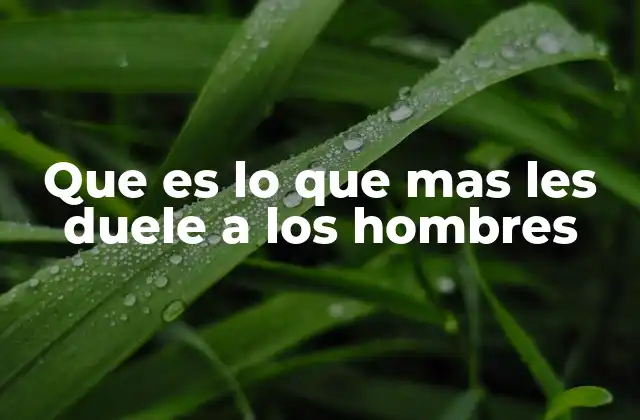 Que es Lo que mas Les Duele a los Hombres