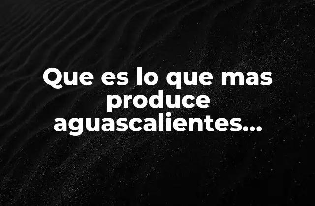 Que es Lo que mas Produce Aguascalientes Resumen Breve