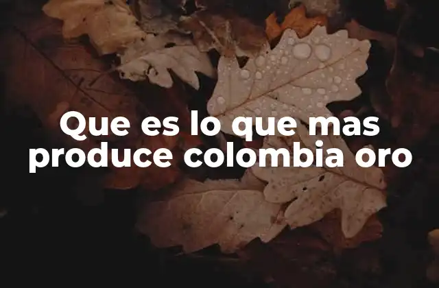 Que es Lo que mas Produce Colombia Oro