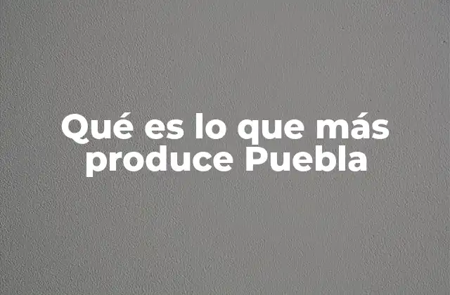 Qué es Lo que Más Produce Puebla