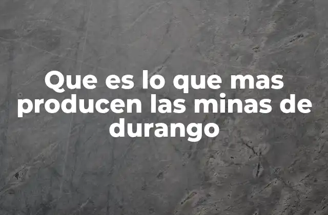 Que es Lo que mas Producen las Minas de Durango