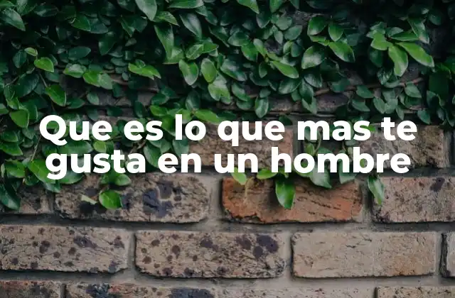 Que es Lo que mas Te Gusta en un Hombre