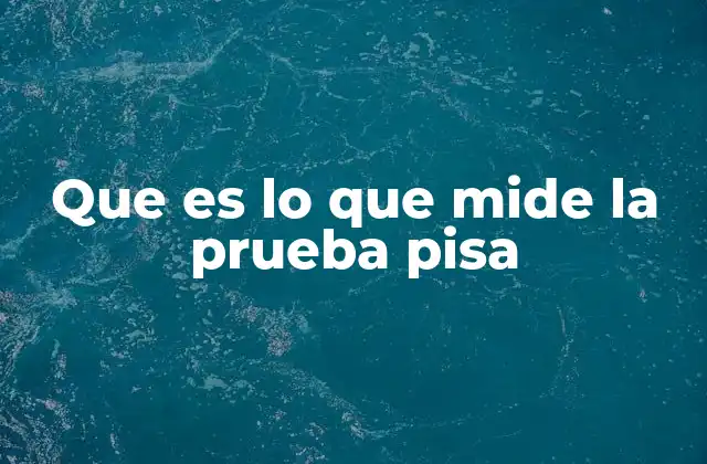 Que es Lo que Mide la Prueba Pisa