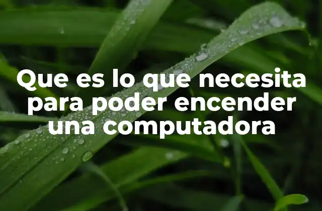 Que es Lo que Necesita para Poder Encender una Computadora