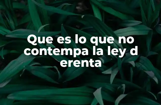 Que es Lo que No Contempa la Ley D Erenta