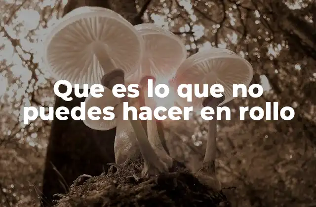 Que es Lo que No Puedes Hacer en Rollo