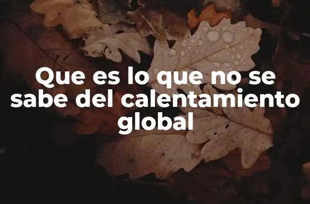 Que es Lo que No Se Sabe Del Calentamiento Global