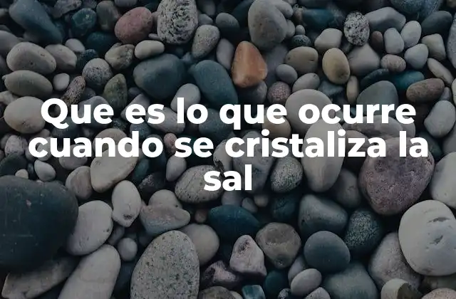 Que es Lo que Ocurre Cuando Se Cristaliza la Sal