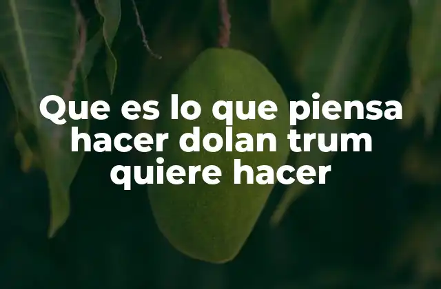 Que es Lo que Piensa Hacer Dolan Trum Quiere Hacer