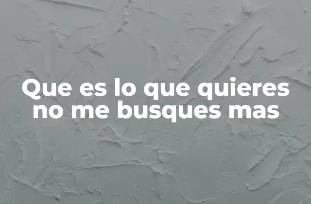 Que es Lo que Quieres No Me Busques mas