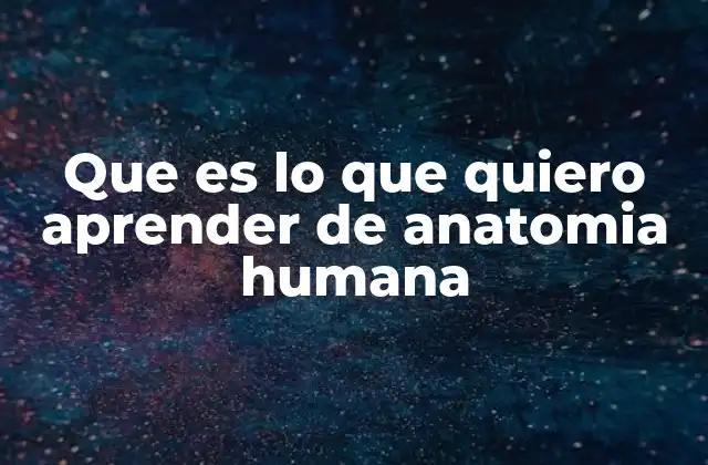 Que es Lo que Quiero Aprender de Anatomia Humana
