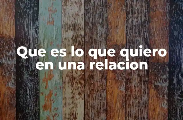Que es Lo que Quiero en una Relacion