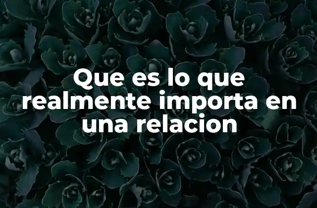 Que es Lo que Realmente Importa en una Relacion