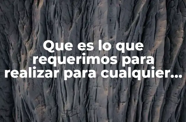 Que es Lo que Requerimos para Realizar para Cualquier Actividad