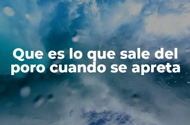 Que es Lo que Sale Del Poro Cuando Se Apreta