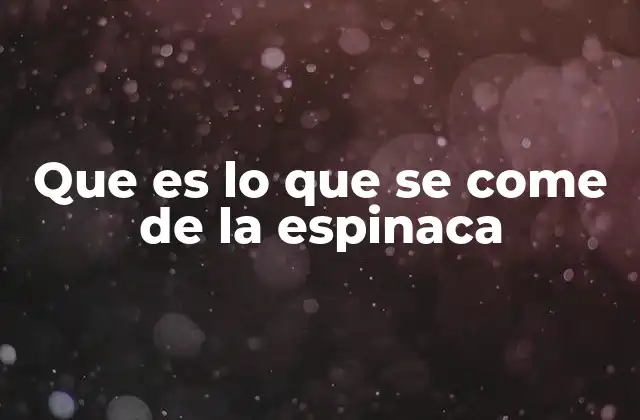Que es Lo que Se Come de la Espinaca