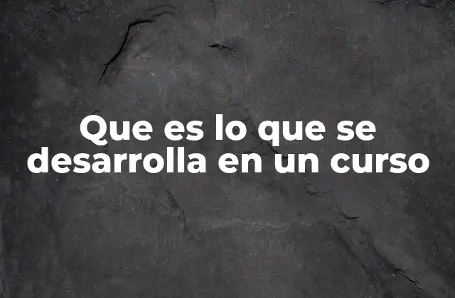 Que es Lo que Se Desarrolla en un Curso