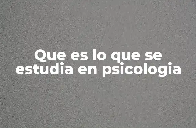 Que es Lo que Se Estudia en Psicologia