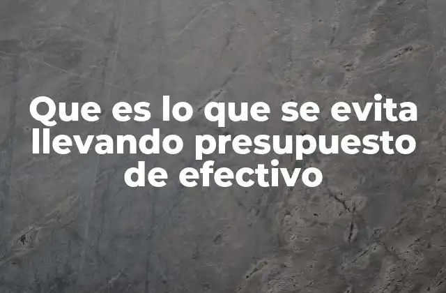 Que es Lo que Se Evita Llevando Presupuesto de Efectivo