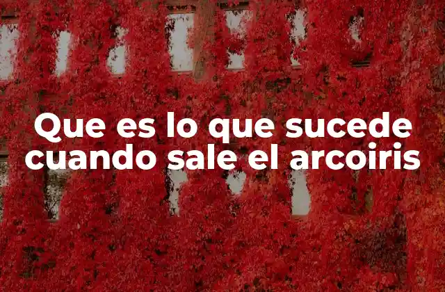 Que es Lo que Sucede Cuando Sale el Arcoiris