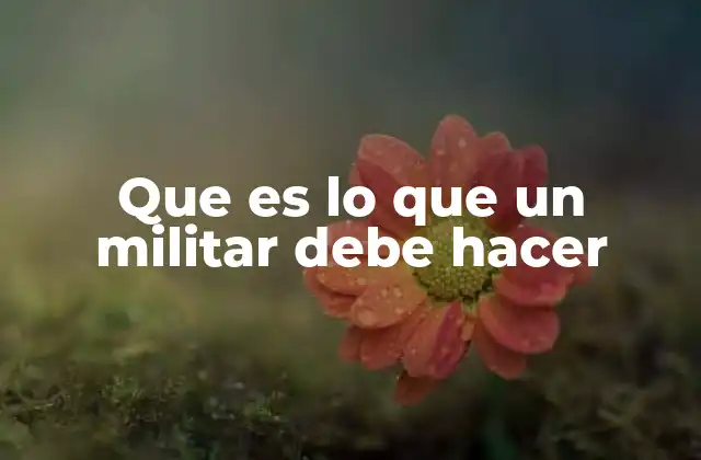 Que es Lo que un Militar Debe Hacer