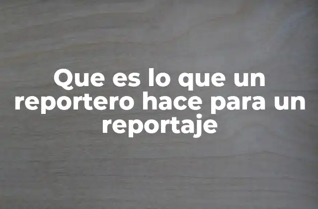 Que es Lo que un Reportero Hace para un Reportaje