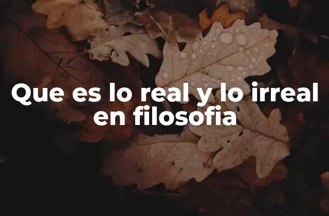 Que es Lo Real y Lo Irreal en Filosofia