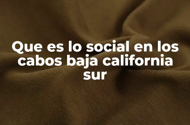Que es Lo Social en los Cabos Baja California Sur