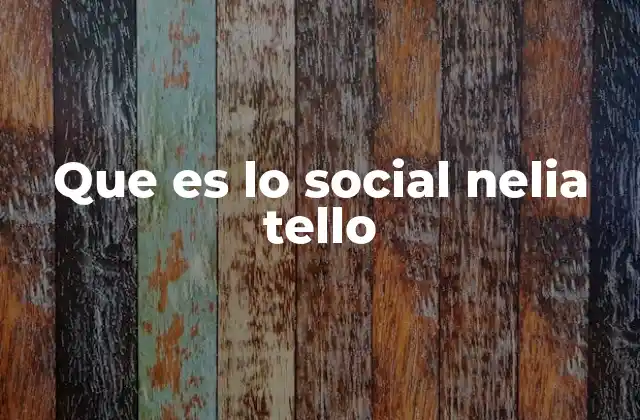 Que es Lo Social Nelia Tello