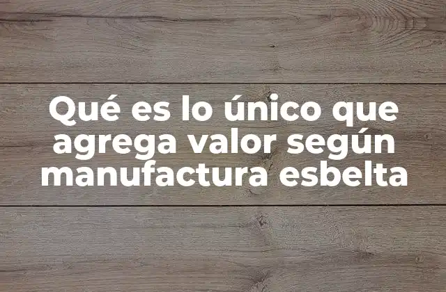 Qué es Lo Único que Agrega Valor según Manufactura Esbelta