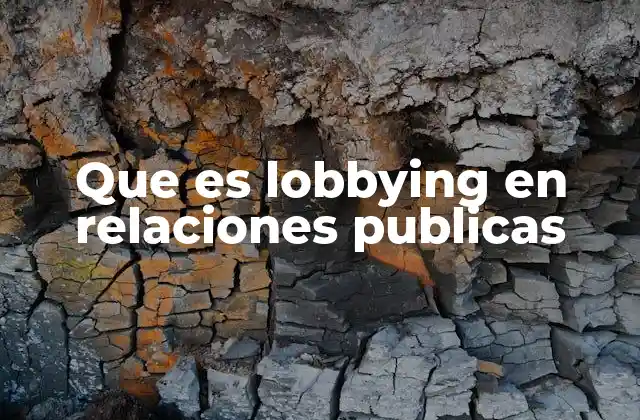 Que es Lobbying en Relaciones Publicas