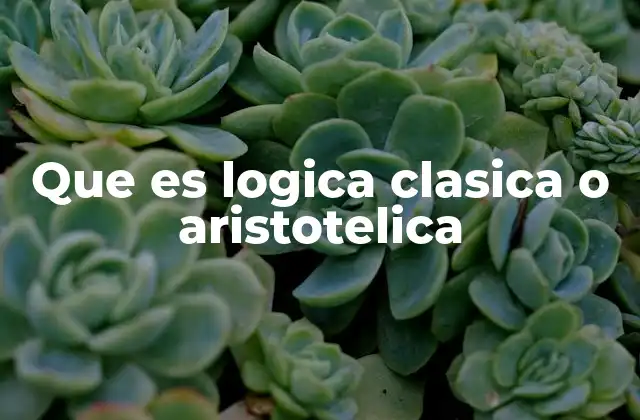 Que es Logica Clasica o Aristotelica