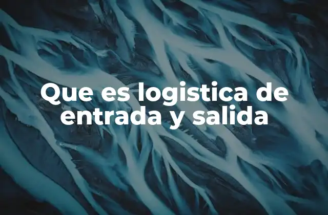 Que es Logistica de Entrada y Salida